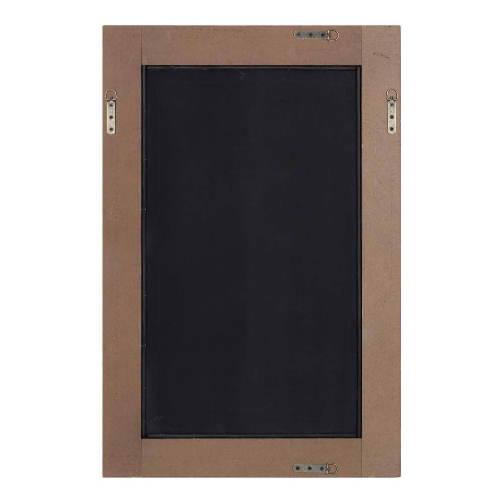 Rustic Brown Rectangular Wood Vanity Mirror with Beaded Edge