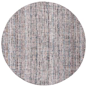 Abstract Gray/Brown 6 ft. x 6 ft. Modern Plaid Round Area Rug