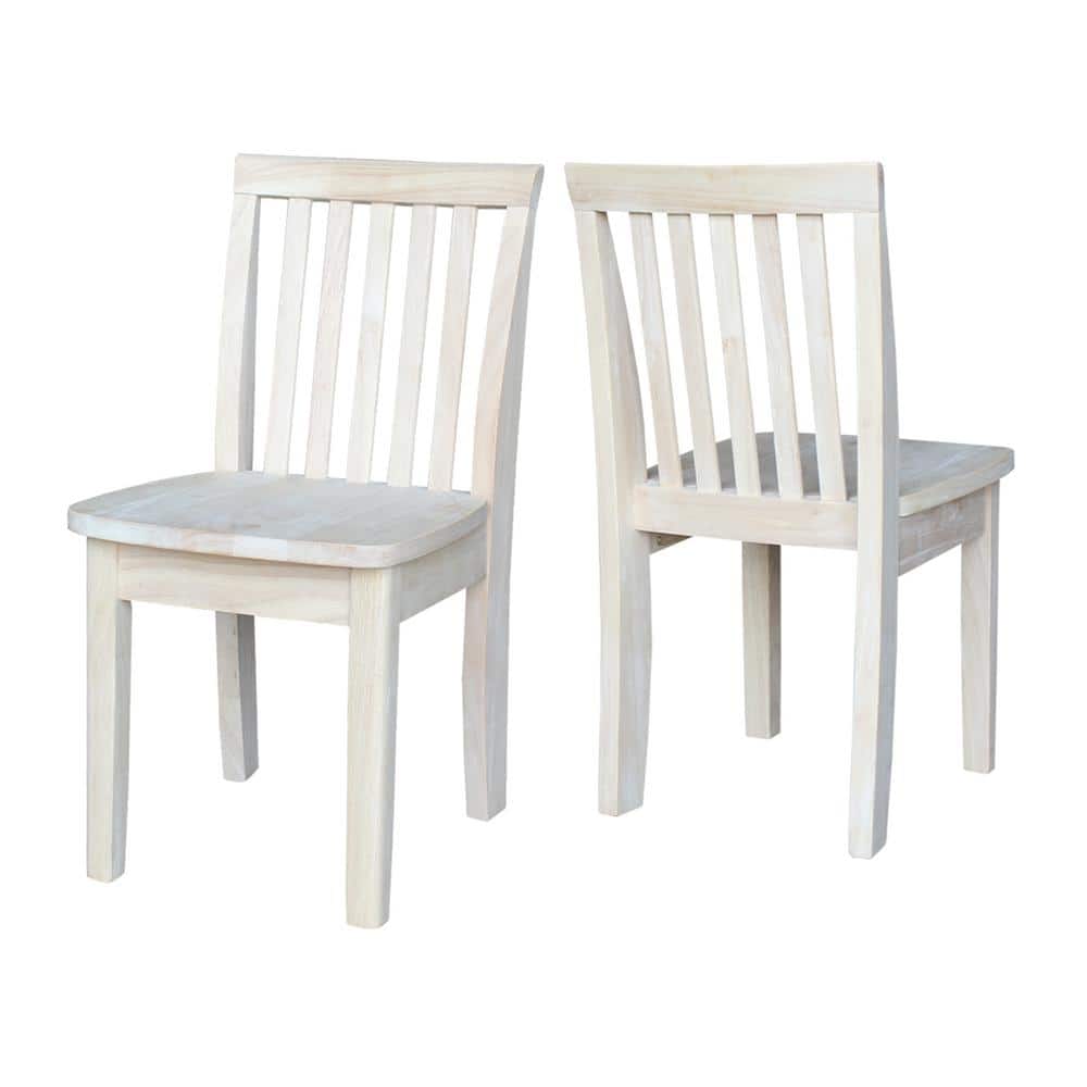 Eco-Friendly Traditional Parawood Mission Kids' Chairs, Unfinished - Set of 2