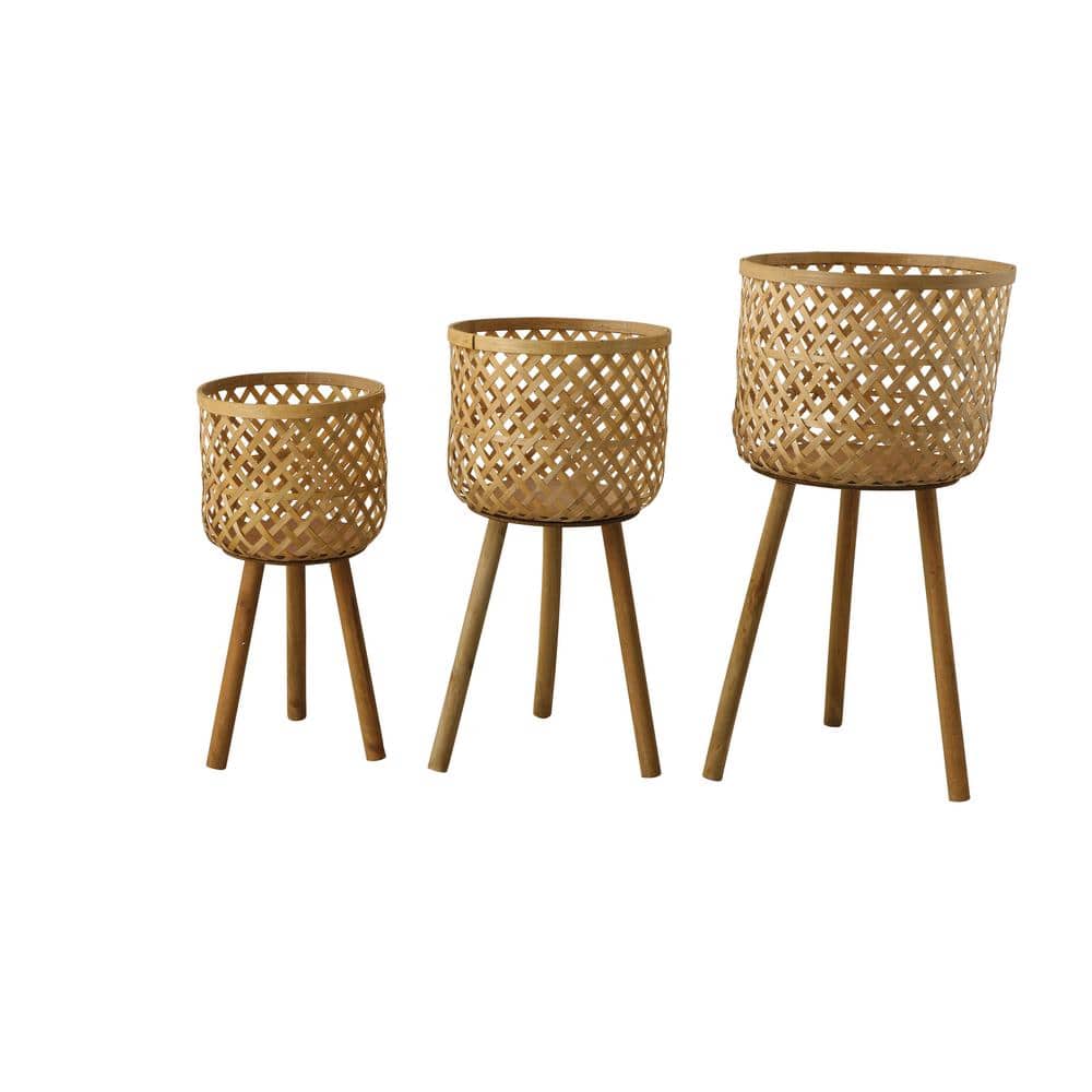 Siruishop Bamboo Woven Basket Decorative Storage Basket For Bedroom Home Decor Kitchen S