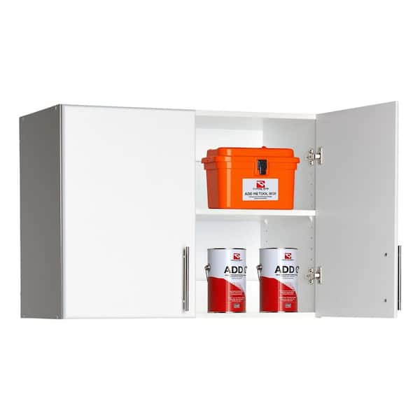 White Cabinet: Elite Wall Cabinet, WEW-3224 Garage Cabinet with Storage Shelf, Stackable 16 in.D x 32 in.W x 24 in.H