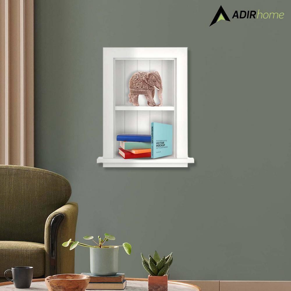 AdirHome White Hardwood Recessed Wall Cabinet with Shelf