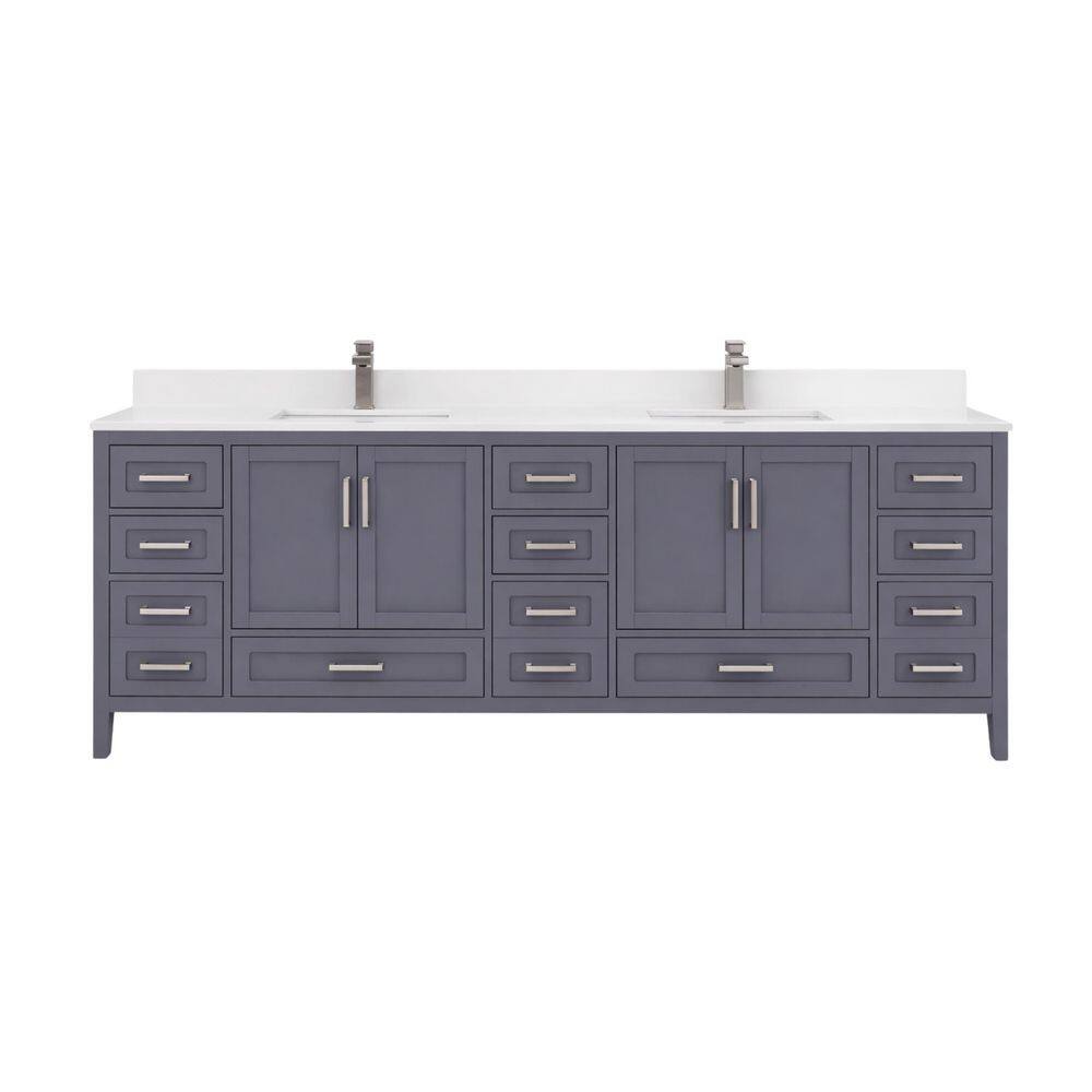 Rooh 84 in. Double Sink Freestanding Charcoal Grey Bath Vanity with White Quartz Top Assembled price history on PriceWatchPro
