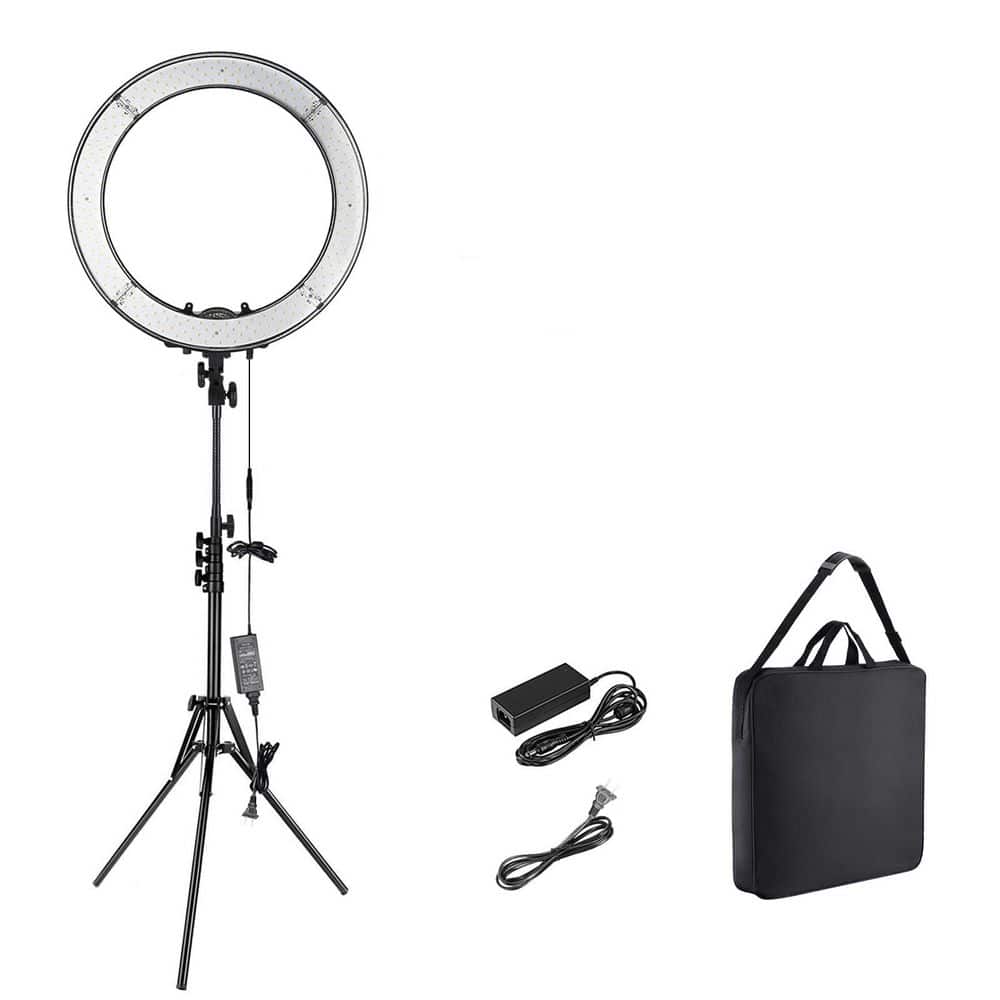 18 in. White Ring Light with 55W LED Bi-Color Dimmable Lighting Tripod Stand Phone Holder for Video Makeup price history on PriceWatchPro