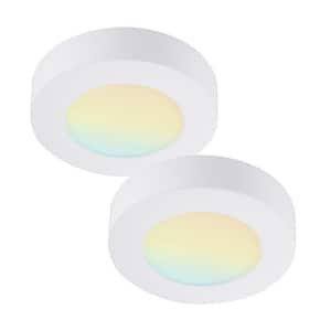 2-Pack 5.5 in. Round Color White Selectable Integrated LED Flush Mount Downlight