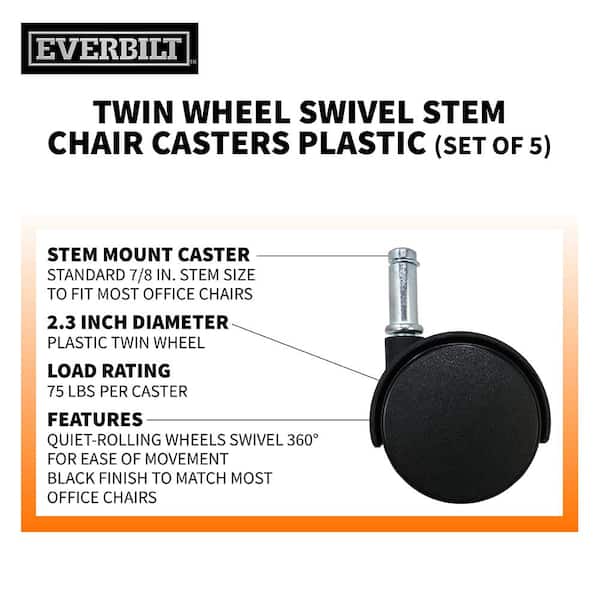 2 in. Twin Wheel Friction-Grip Stem Caster with 75 lb. Load Rating 2 in. Twin Wheel Friction-Grip Stem Caster with 75 lb. Load Rating