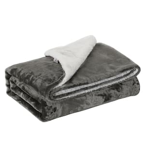 Gray Microfiber Twin Sherpa Blanket