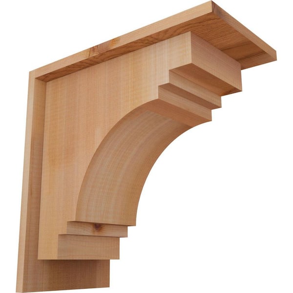 Ekena Millwork 7-1/2 in. x 14 in. x 14 in. Western Red Cedar Pescadero Smooth Corbel with Backplate