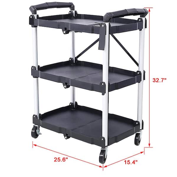 - Cart Depot Home The Metal Collapsible Frame, 3-Layers Service Folding GH-LKW4-737 Plastic with Black Kahomvis