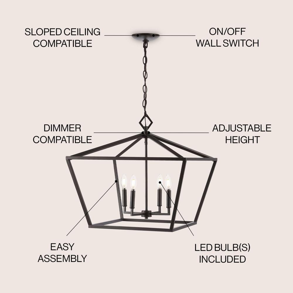 Gatsby Adjustable 98" Rustic Iron LED Lantern Pendant in Oil-Rubbed Bronze