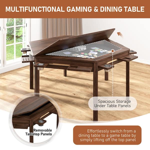 ヴィンテージgame table VEIKOUS Wood Poker Table Convertible Gaming/Dining Table for 4-6