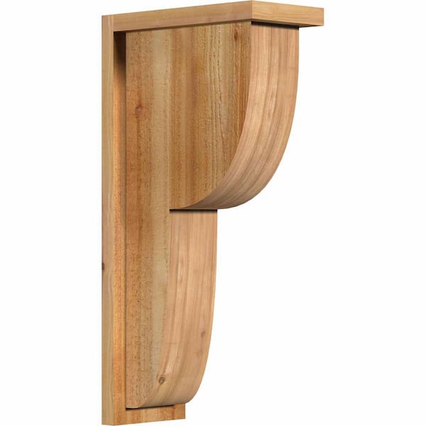Ekena Millwork 6 in. x 12 in. x 24 in. Western Red Cedar Crestline Rough Sawn Corbel with Backplate