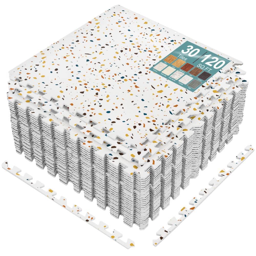 Waterproof Wood Grain Foam Floor Tiles, 30 Tiles, 120 Sq Ft, Interlocking, Confetti price history on PriceWatchPro