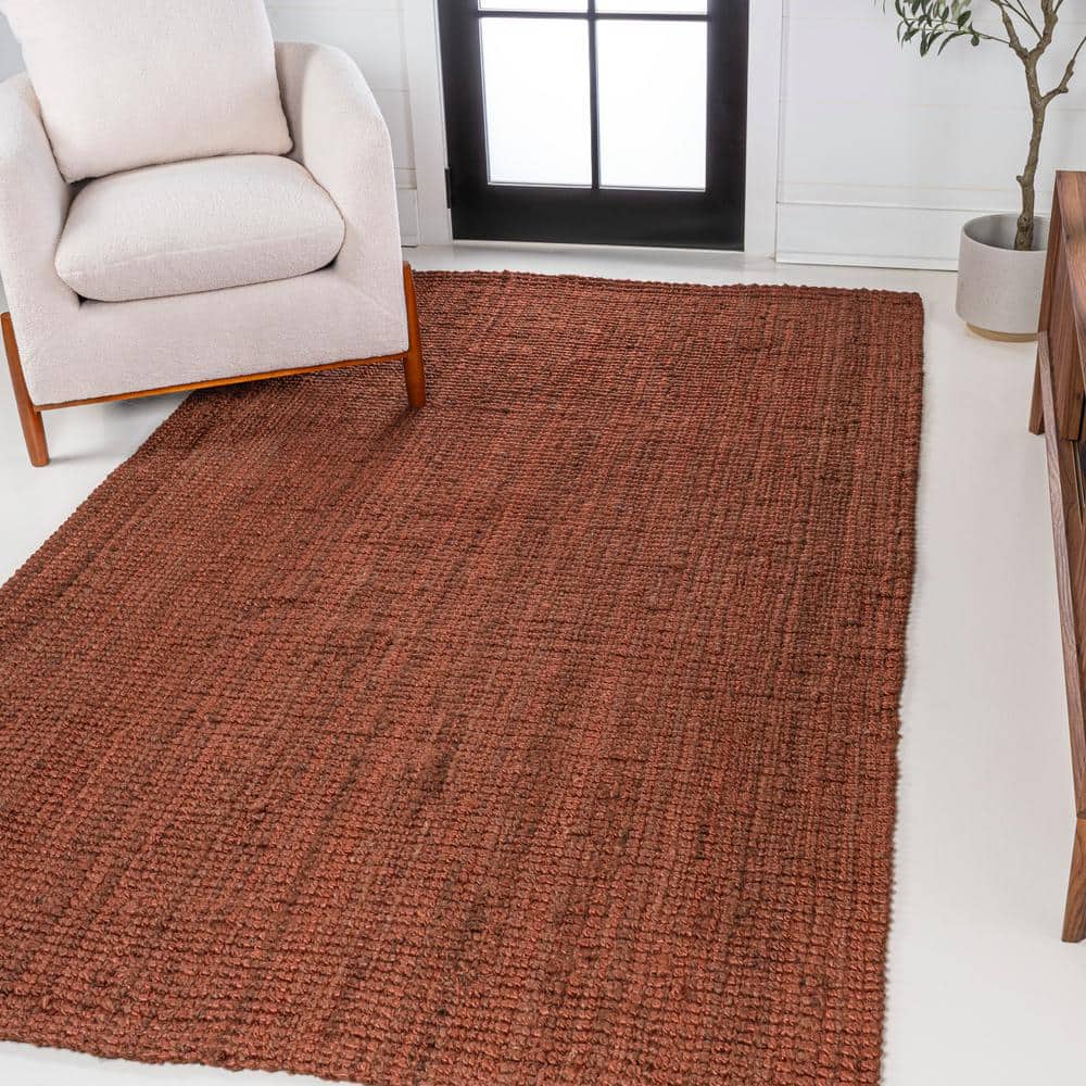 Handwoven Chunky Jute Terracotta Rectangular 3 x 5 Area Rug