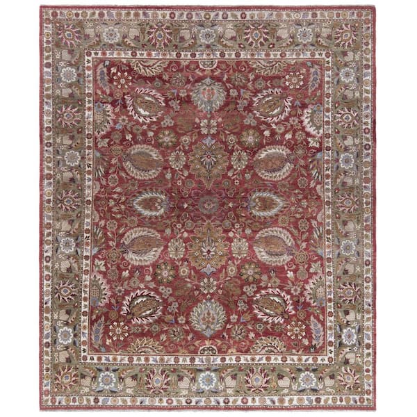 Old World 9 ft. x 12 ft. Copper/Green Oriental Area Rug
