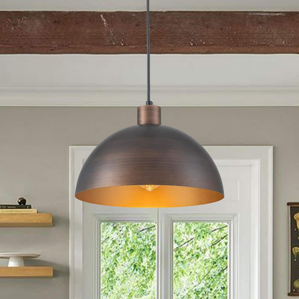 PCover 1-Light 12 in.W Brushed Antique Bronze Industrial Rustic/Iron Bowl Pendant Light with Metal Shade for Kitchen price history on PriceWatchPro