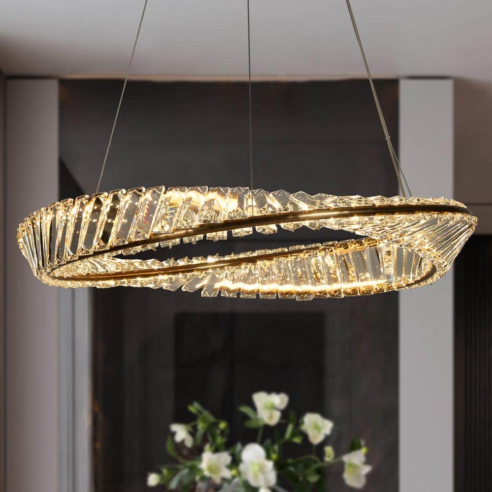 Sculpin Modern Crystal 1-Light Chandelier Drum 1-Light Plating Brass Circle Ceiling Light for Living Room, Dining Room price history on PriceWatchPro