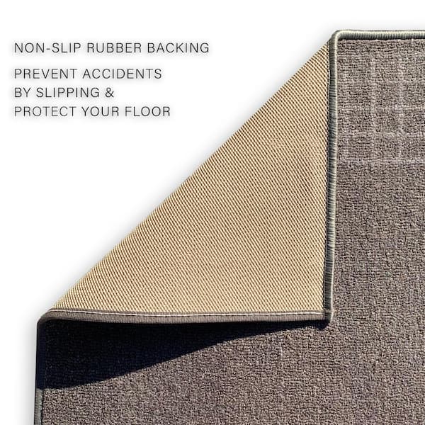 Antibacterial Custom Cut To Size Gray Chain Border Non Skid Runner Rug 30  Width