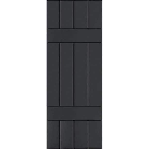Ekena Millwork 15 in. x 32 in. Exterior Real Wood Pine Board and Batten Shutters Pair Black