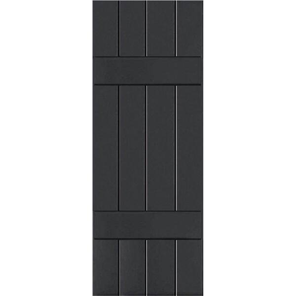 Ekena Millwork 15" x 67" Exterior Four Board (2 Batten) Real Wood Cedar Board-n-Batten Shutters (Per Pair), Black