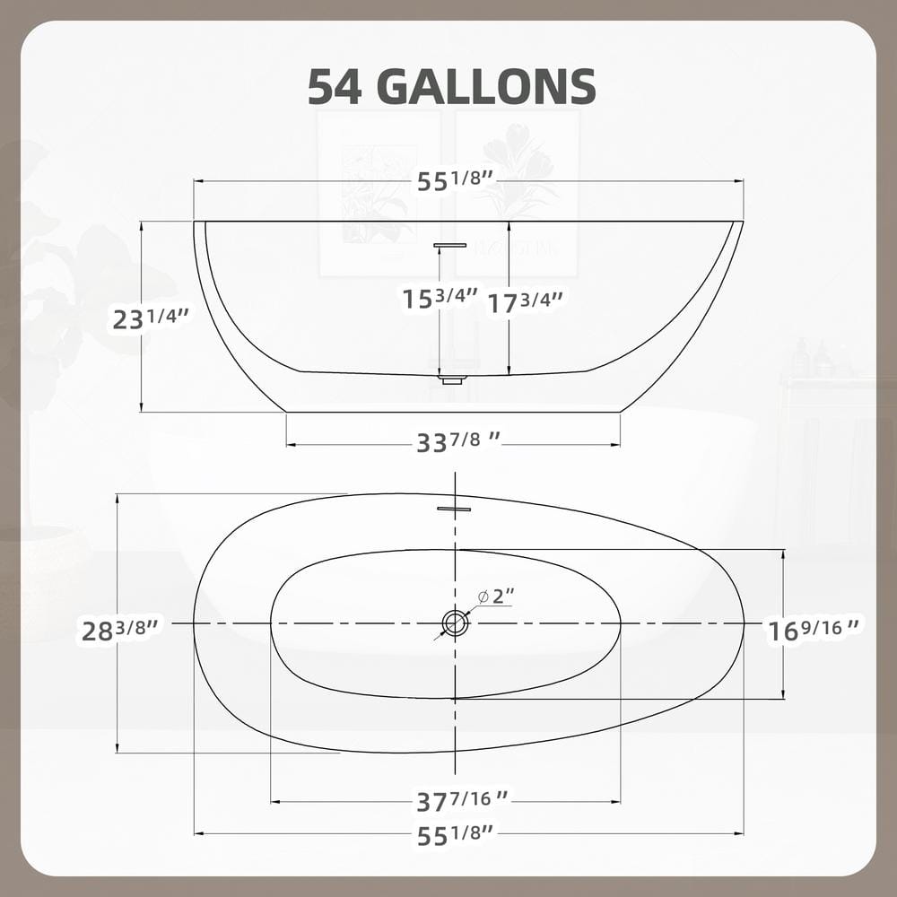 59'' x 29.5'' Freestanding Soaking Acrylic Bathtub