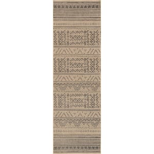 Anisa Machine Washable Natural 2 ft. x 8 ft. Tribal Easy-Jute Area Rug