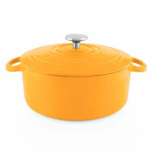 5 qt. Round Enameled Cast Iron Dutch Oven in Marigold with Lid