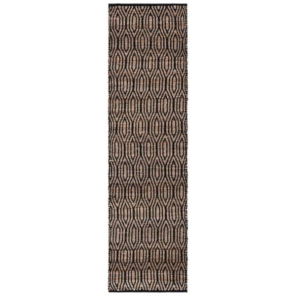 Cape Cod 2 ft. x 12 ft. Black/Natural Geometric Interlace Runner Rug