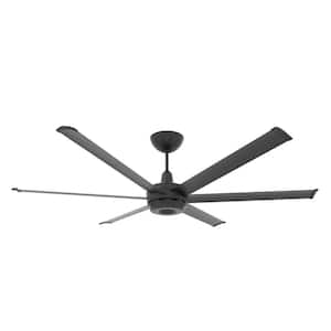 es6 - Smart Indoor Ceiling Fan, 72" Diameter, Black, Universal Mount with 7" Ext Tube - with Chromatic Uplight LED