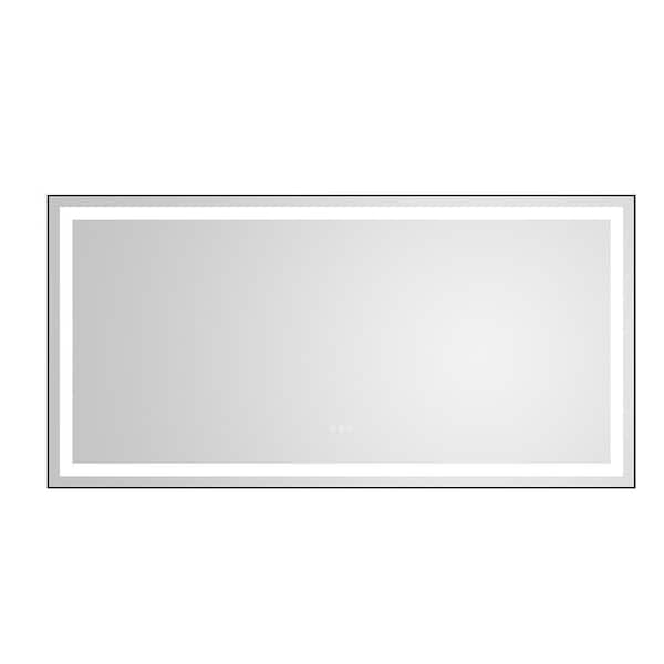 EPOWP 72 in. W x 36 in. H Large Rectangular Aluminium Framed LED Dimmable Wall Bathroom Vanity Mirror in Silver