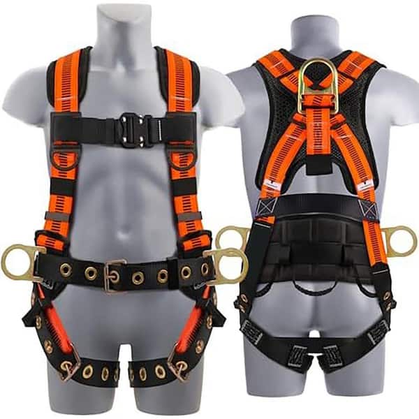 Full Body Safety Harness Fall Protection with Ergonomic Pad Quick Connect Buckle for Construction Roofing Work