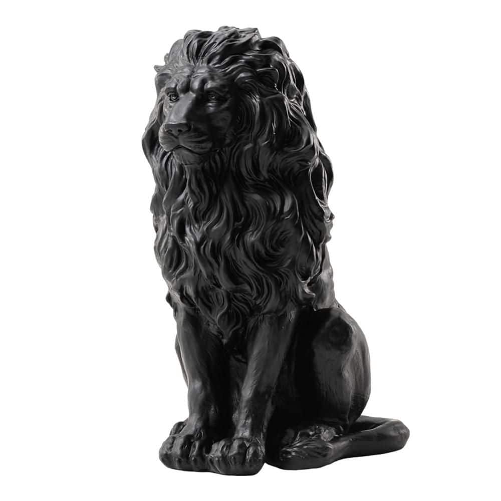 Black 10 in. x 20.5 in. Resin Lion Sculpture for Home & Courtyard, Simulated Animal Garden Status price history on PriceWatchPro