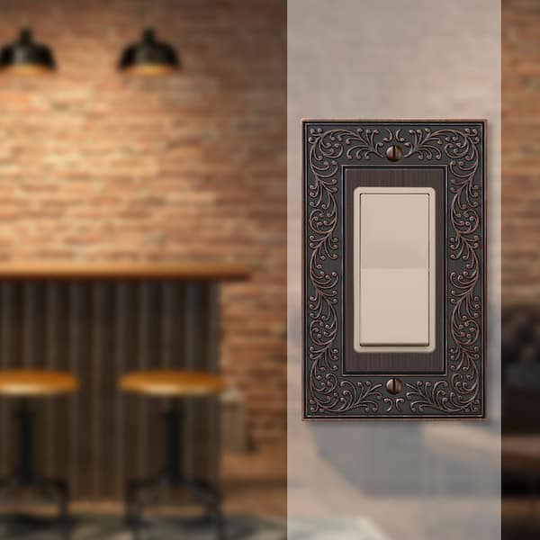 English Garden 1 Gang Rocker Metal Wall Plate - Aged Bronze