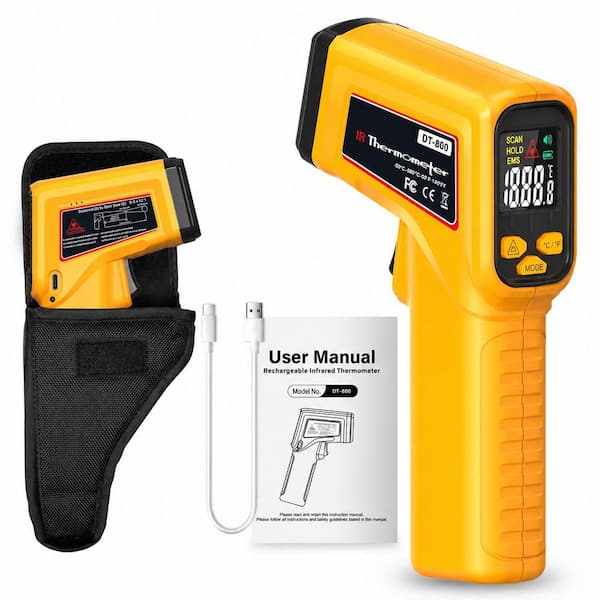 Yellow Infrared ABS Kitchen Thermometer Gun Non-Contact Laser Temperature Gun High Precision -58°F~1472°F 1 Piece