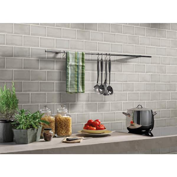MSI Dove Gray Handcrafted 3 in. x 6 in. Glossy Ceramic Gray Subway Tile (1 sq. ft. / case)