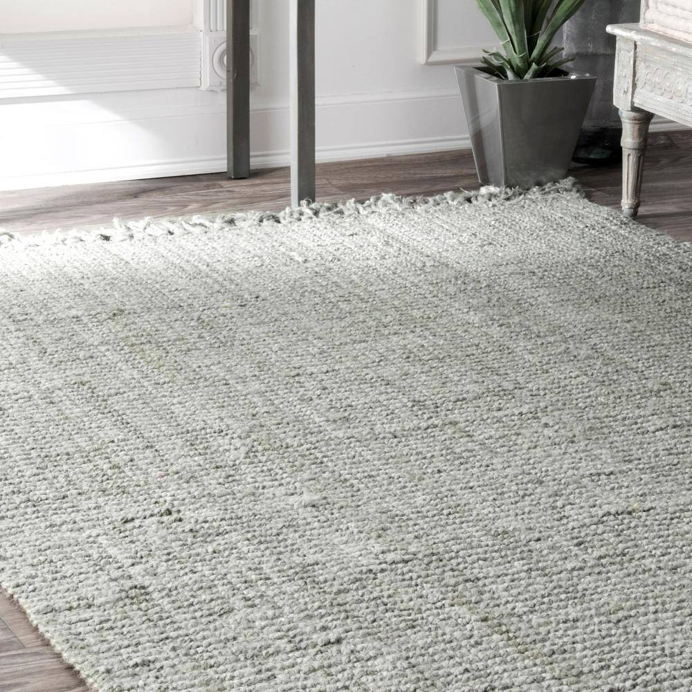 Handmade Gray Wool Braided Rectangular 5' x 7' Area Rug