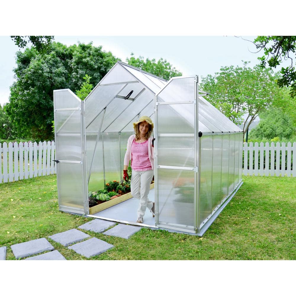 Essence 8' x 12' Silver Polycarbonate and Aluminum Greenhouse