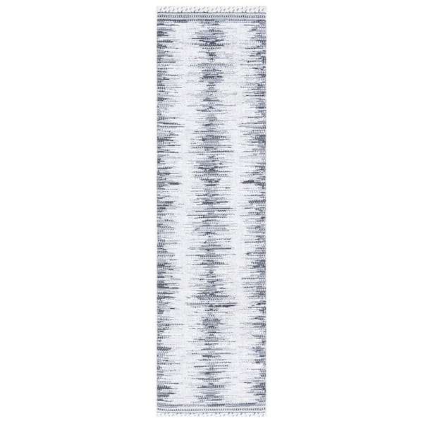 Alamo 2 ft. x 8 ft. Gray/Charcoal Horizontal Transitional Runner Rug