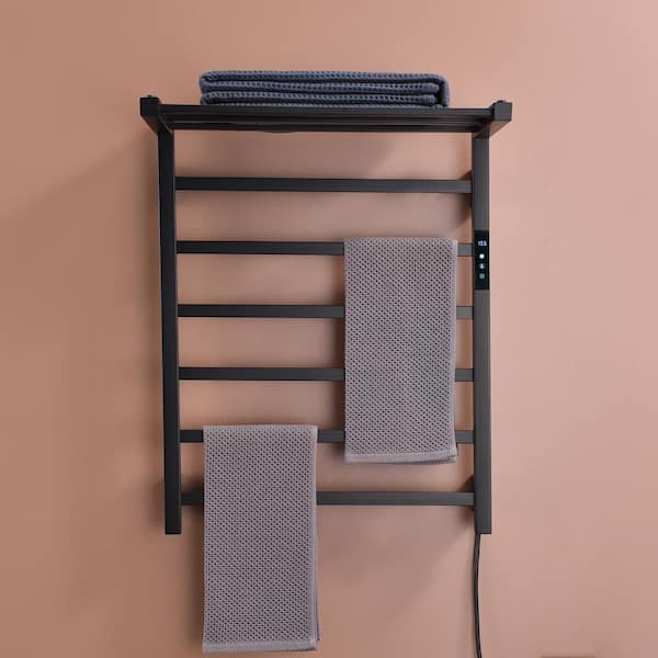 Unbranded 9-Stainless Steel Bars Wall Mounted Electric Heated Towel Drying Rack in Black