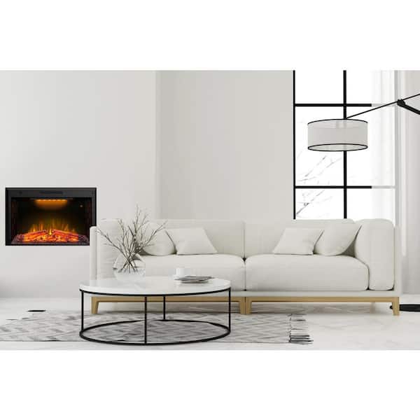 43 in. Classic Brick Background LED Touch Recessed Wall Electric Fireplace 400sq Ft in Black