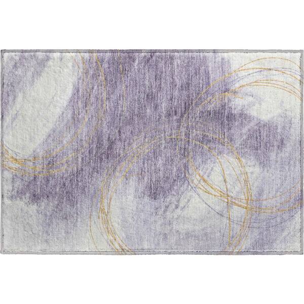 Mayfield Premium Machine Washable Abstract AMF2396 Purple 2 ft. x 3 ft. Accent Rug