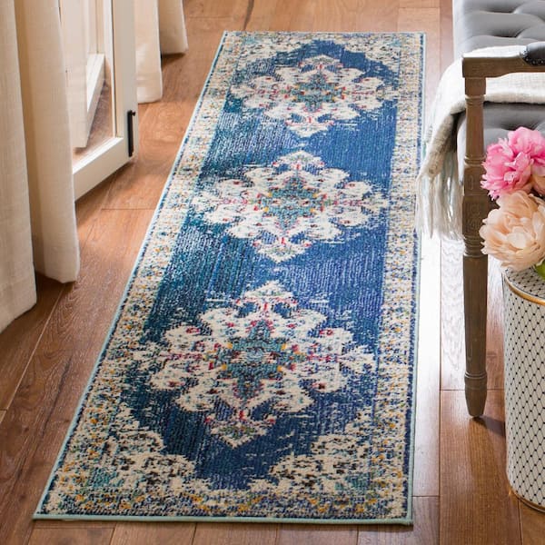 Madison Navy/Gray 2 ft. x 10 ft. Runner Rug