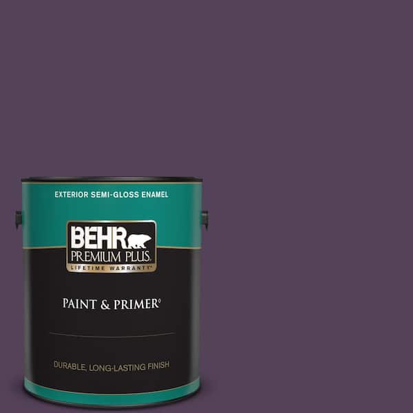 BEHR PREMIUM PLUS 1 gal. #S-H-680 Purple Bloom Semi-Gloss Enamel Exterior Paint & Primer