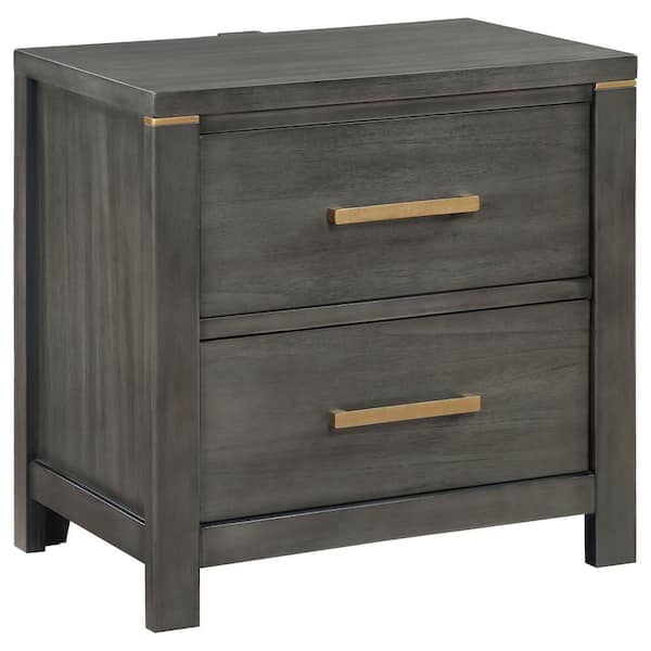 Coaster Kieran Gray 2-Drawer Nightstand Bedside Table