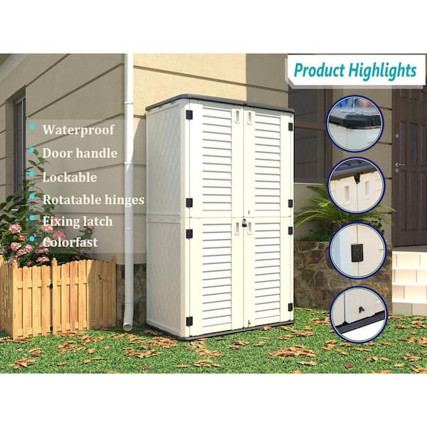 515 Gal. White Double Layer HDPE Outdoor Waterproof Deck Box