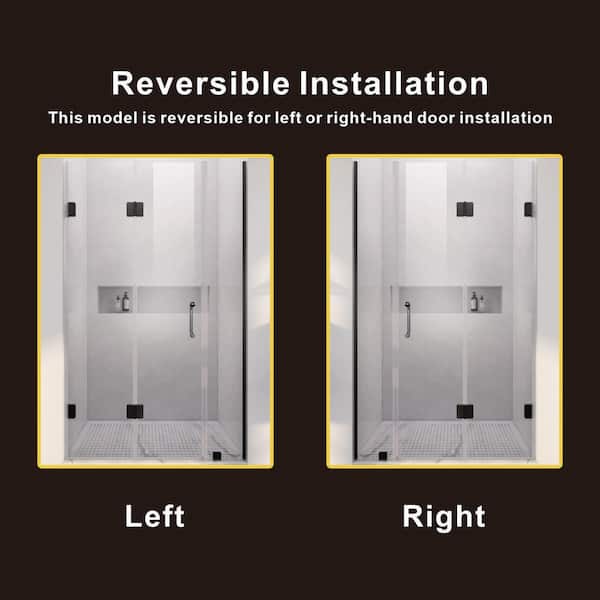 UKH10 61-1/2 to 62-3/8 in. W x 80 in. H U-Channel Bi-Fold Frameless Shower Door in Matte Black with 3/8 in. Clear Glass