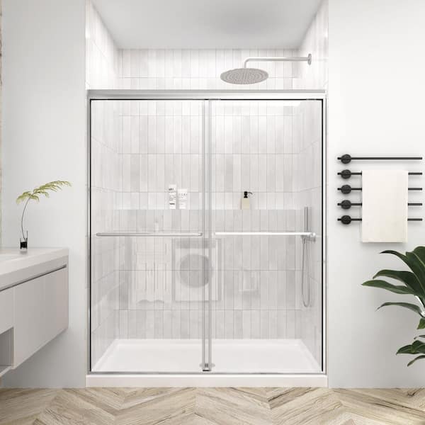 44 to 48 in. W x 70 in. H Double Sliding Framed Shower Door in Chrome with 1/4 in. Easy-Clean Clear Tempered Glass