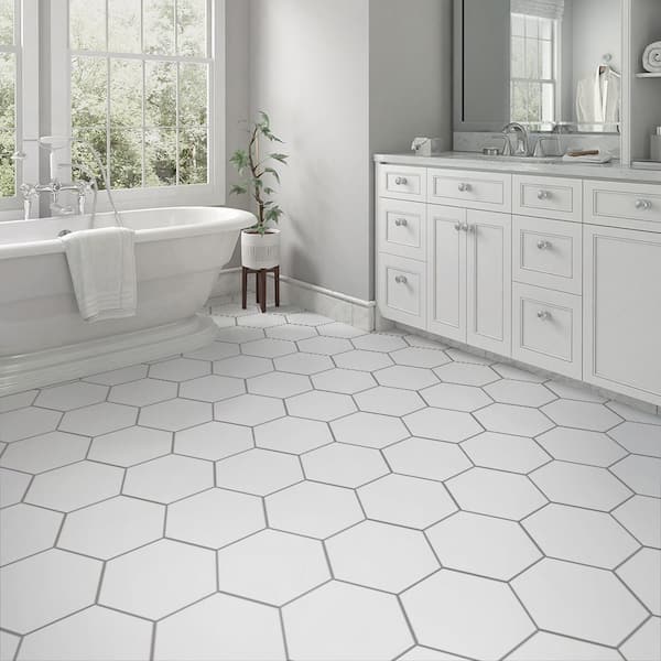 Apini Hex Matte White 9-1/8 in. x 10-1/2 in. Porcelain Floor and Wall Tile (7.14 sq. ft./Case)