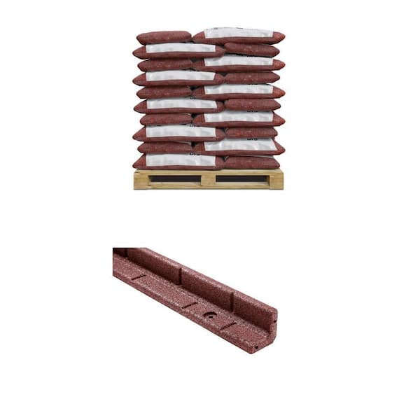 75 cu. ft. Red Rubber Mulch (50 Bags) and 48 in. x 3 in. x 3 in. Red Rubber Edging (48-Pack) Combo