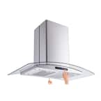 36 in. W Convertible Glass Island Mount Range Hood with Dual-Sided Touch Panels and Charcoal Filters in Stainless Steel